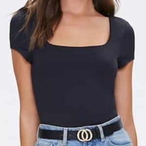 Forever 21 Square Neck Short Sleeve Top